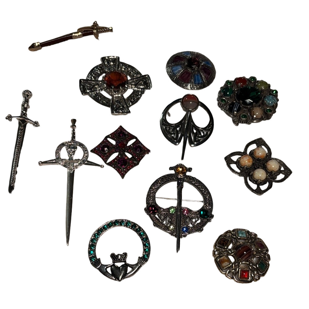 Vintage Brooch and Pin Collection Gorgeous Gem Stones, Well Made